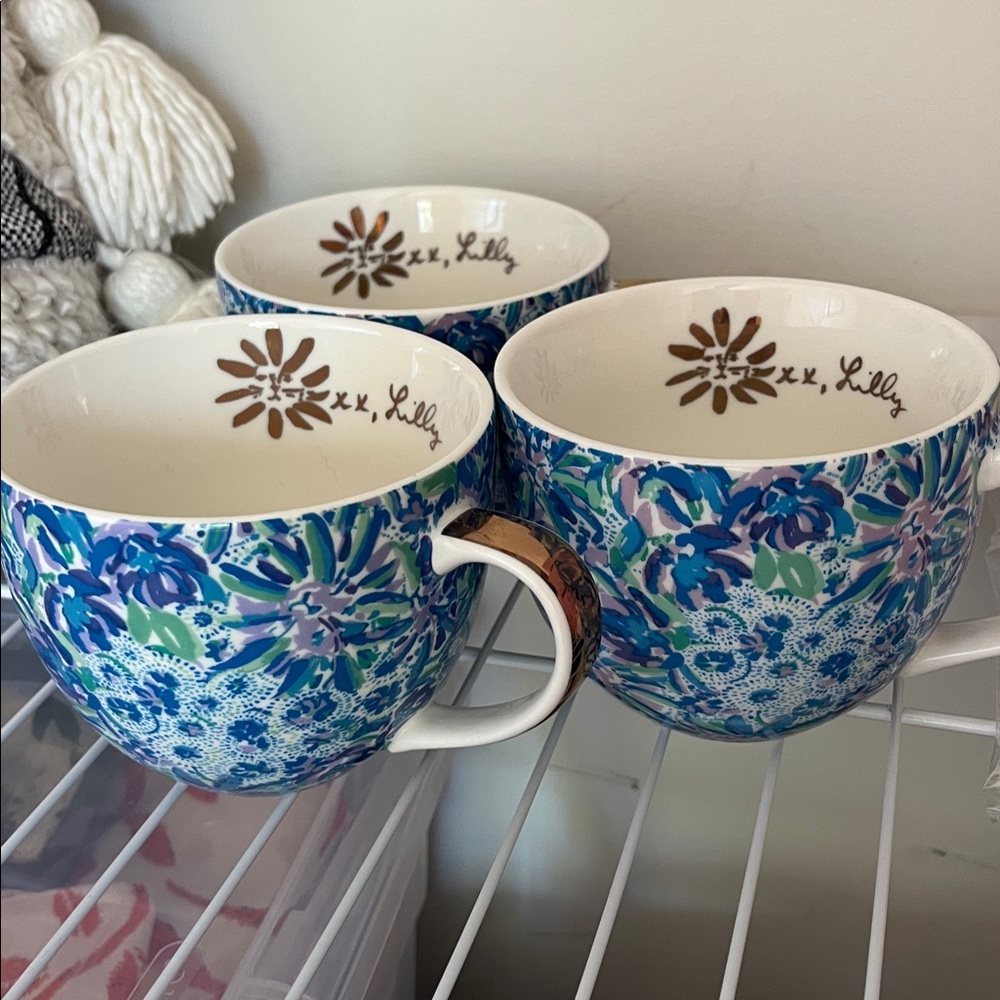 3 Lilly Pulitzer 12-ounce ceramic mugs
